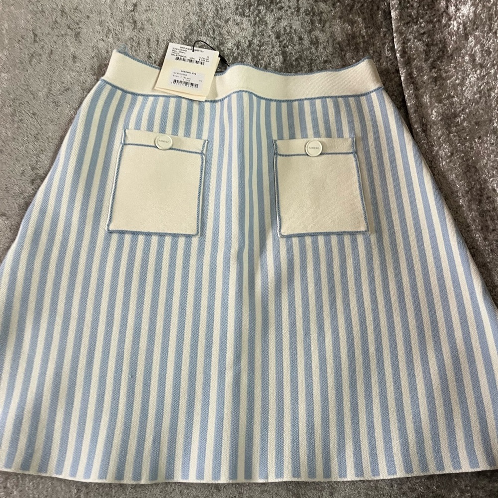 Sandro Blue and White Striped Skirt
